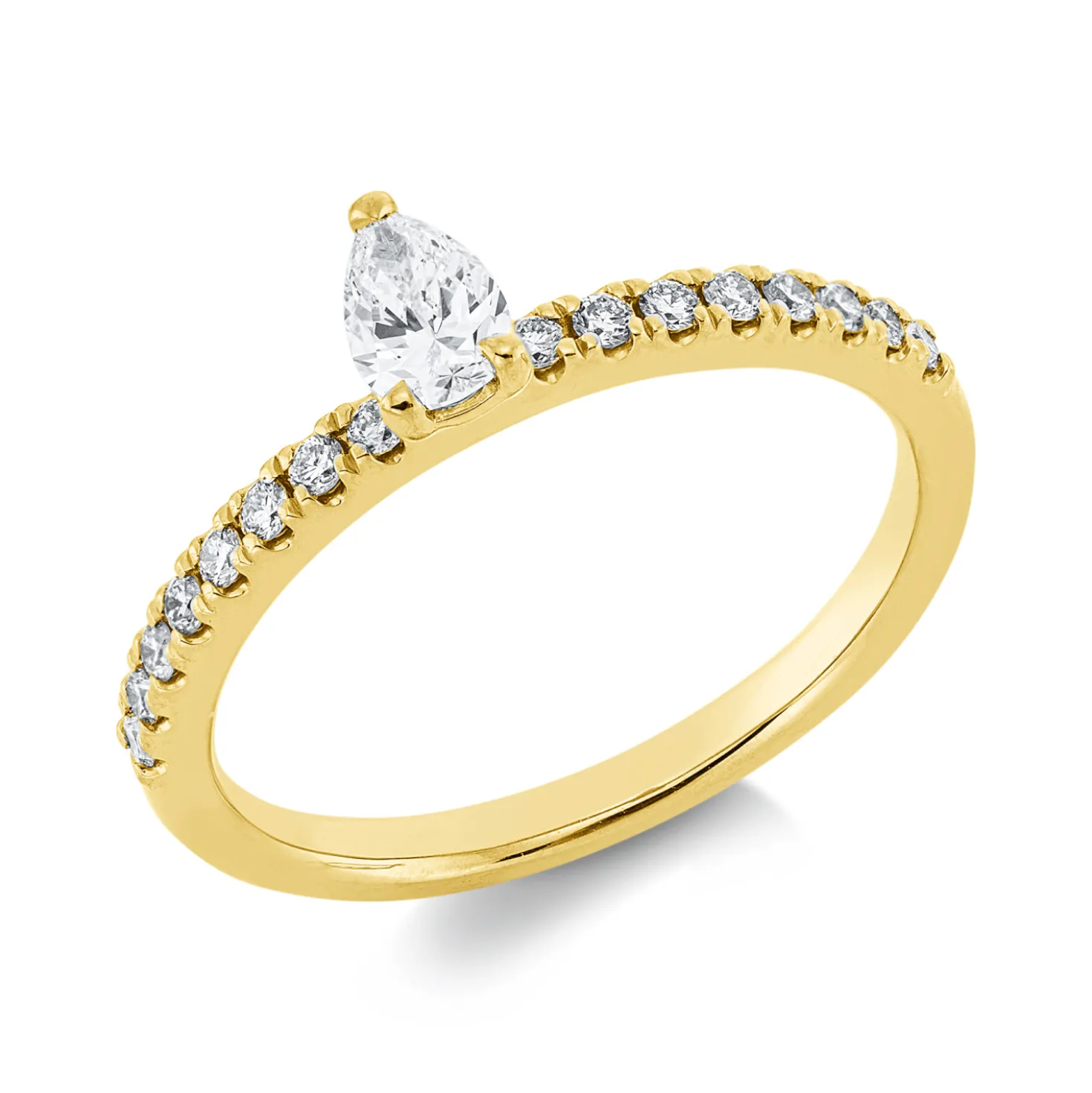 Ring aus 750 Gold Gelbgold 17 Diamanten 0,44ct TW-SI B:5,8mm 3er-Krappe