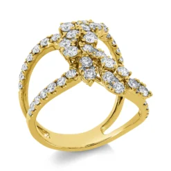 Ring aus 750 Gold Gelbgold 62 Diamanten 1,69ct TW-SI B:23,4mm