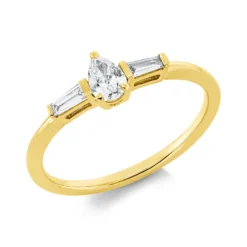 Ring aus 750 Gold Gelbgold 3 Diamanten 0,31ct TW-SI B:5,4mm 3er-Krappe