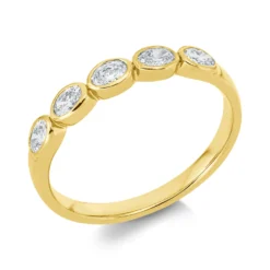 Ring aus 750 Gold Gelbgold 5 Diamanten Oval-Schliff 0,4ct TW-SI B:3,3mm
