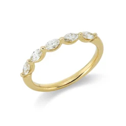 Ring aus 750 Gold Gelbgold 5 Diamanten Navette-Schliff 0,4ct TW-SI B:2,4mm