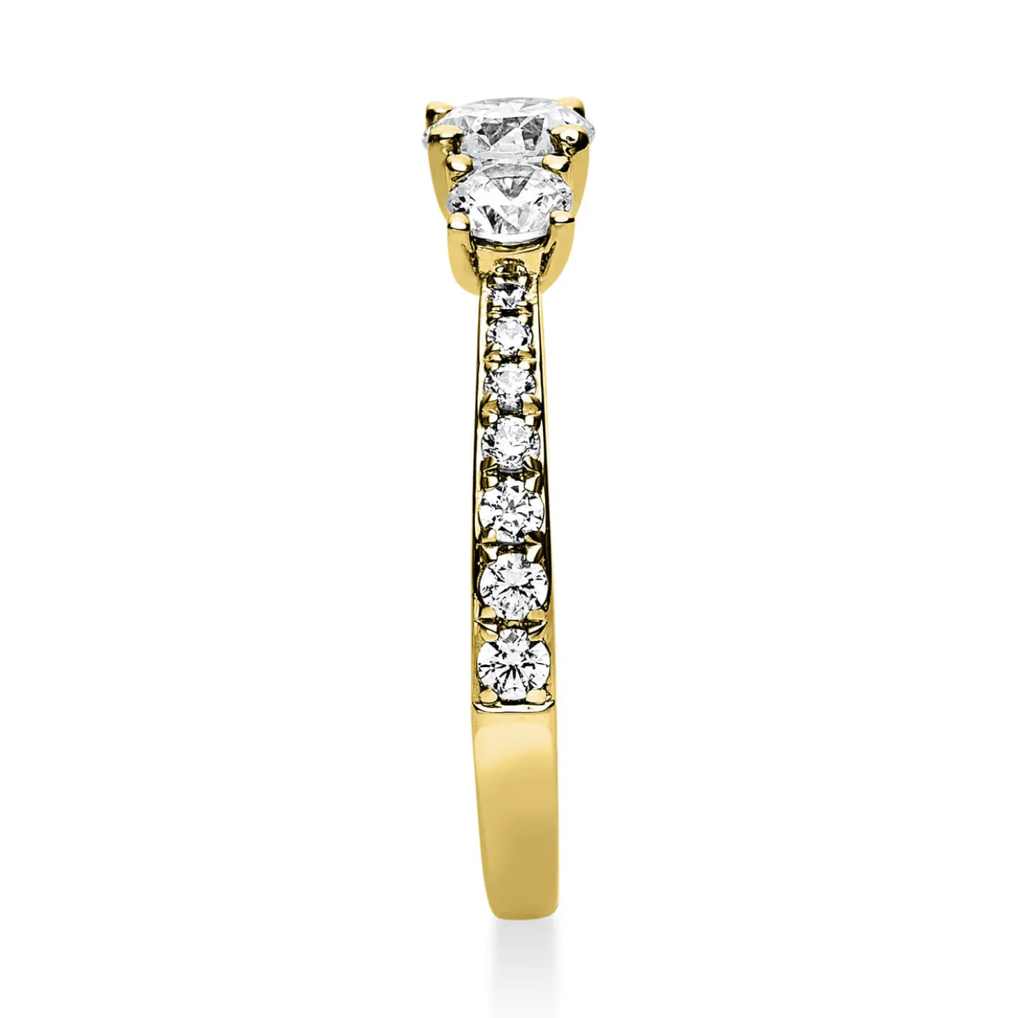 Ring aus 750 Gold Gelbgold mit 17 Diamanten Brillanten 0,94 Ct. 4er-Krappe