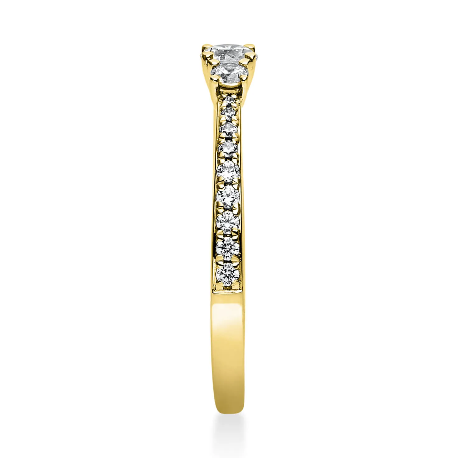 Ring aus 750 Gold Gelbgold mit 21 Diamanten Brillanten 0,37 Ct. 4er-Krappe