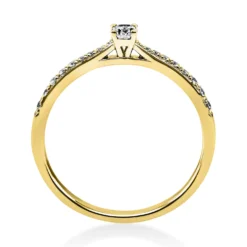 Ring aus 585 Gold Gelbgold mit 19 Diamanten Brillanten 0,22 Ct. 4er-Krappe
