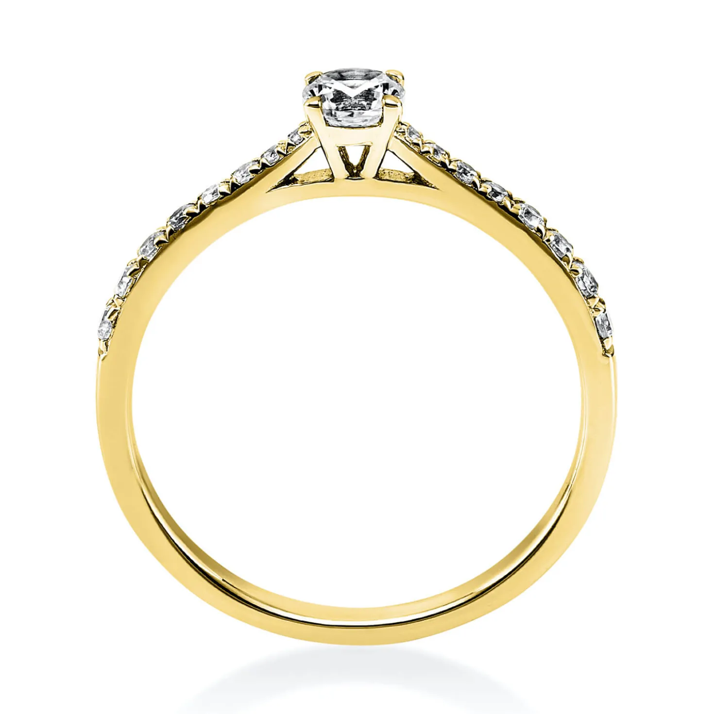 Ring aus 750 Gold Gelbgold mit 17 Diamanten Brillanten 0,37 Ct. 4er-Krappe