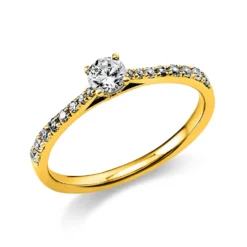 Ring aus 585 Gold Gelbgold mit 17 Diamanten Brillanten 0,37 Ct. 4er-Krappe