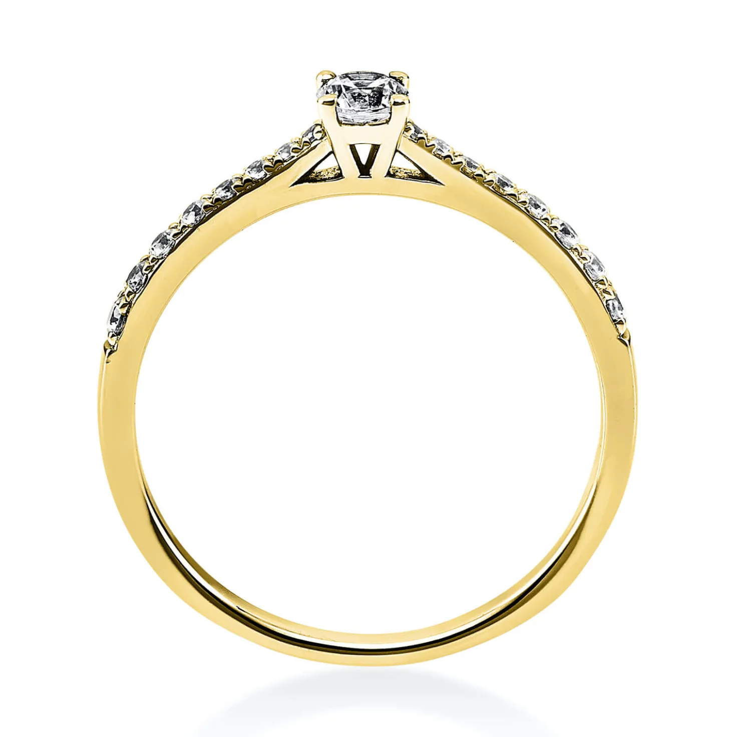 Ring aus 750 Gold Gelbgold mit 17 Diamanten Brillanten 0,30 Ct. 4er-Krappe
