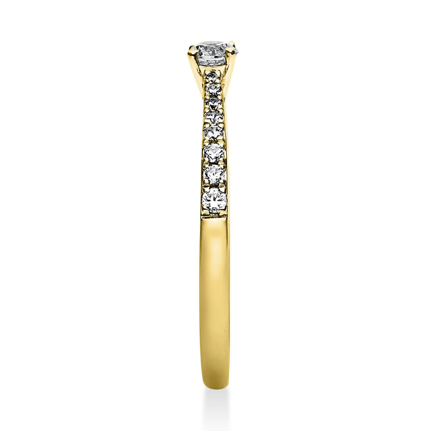 Ring aus 750 Gold Gelbgold mit 17 Diamanten Brillanten 0,30 Ct. 4er-Krappe