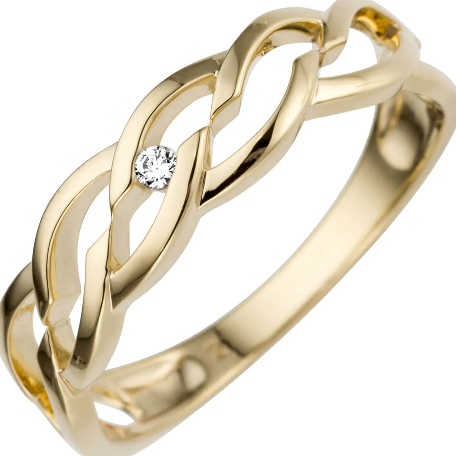 Ring aus 585 Gold Gelbgold mit Diamant Brillant 0,02ct Fingerring Damenring