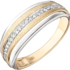 Ring aus 585 Gold gelb/weiß bicolor mit 17 Diamanten Brillanten 0,11 Ct