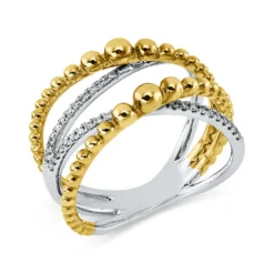 Ring aus 750 Gold gelb/weiß 44 Brillanten 0,15ct I-SI B:10,7mm