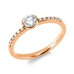 Ring aus 750 Gold Rotgold 13 Diamanten 0,37ct TW-VSI B:5mm