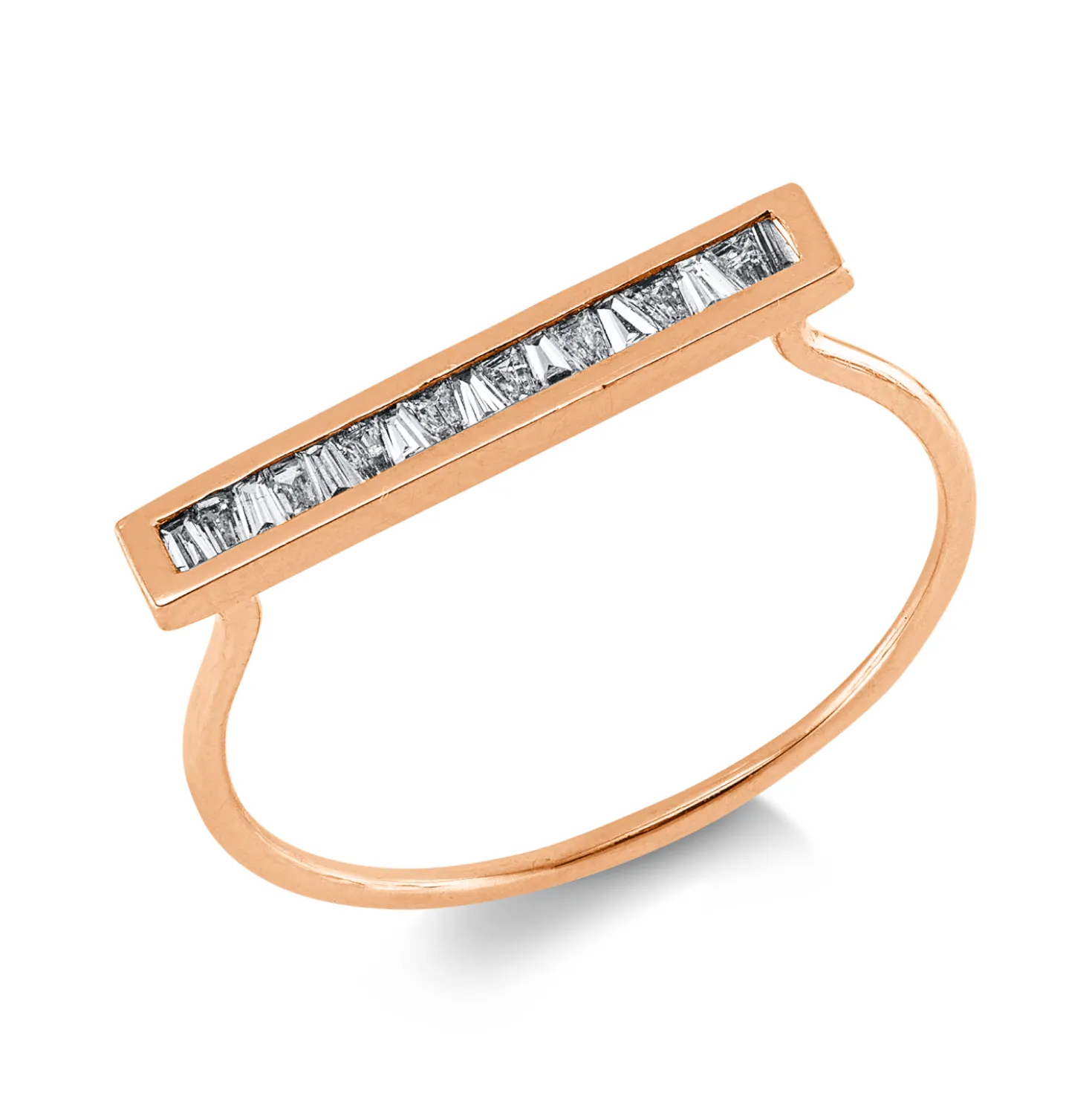 Ring aus 585 Gold Rotgold 17 Diamanten Trapez-Schliff 0,17ct I-SI B:2,9mm
