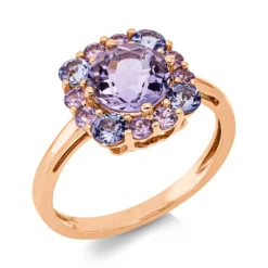Ring aus 750 Gold Rotgold 13 Saphire 2,34ct pink B:11,1mm