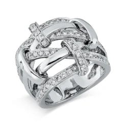 Ring aus 750 Gold Weißgold 80 Brillanten 1,25ct TW-VSI B:20,5mm