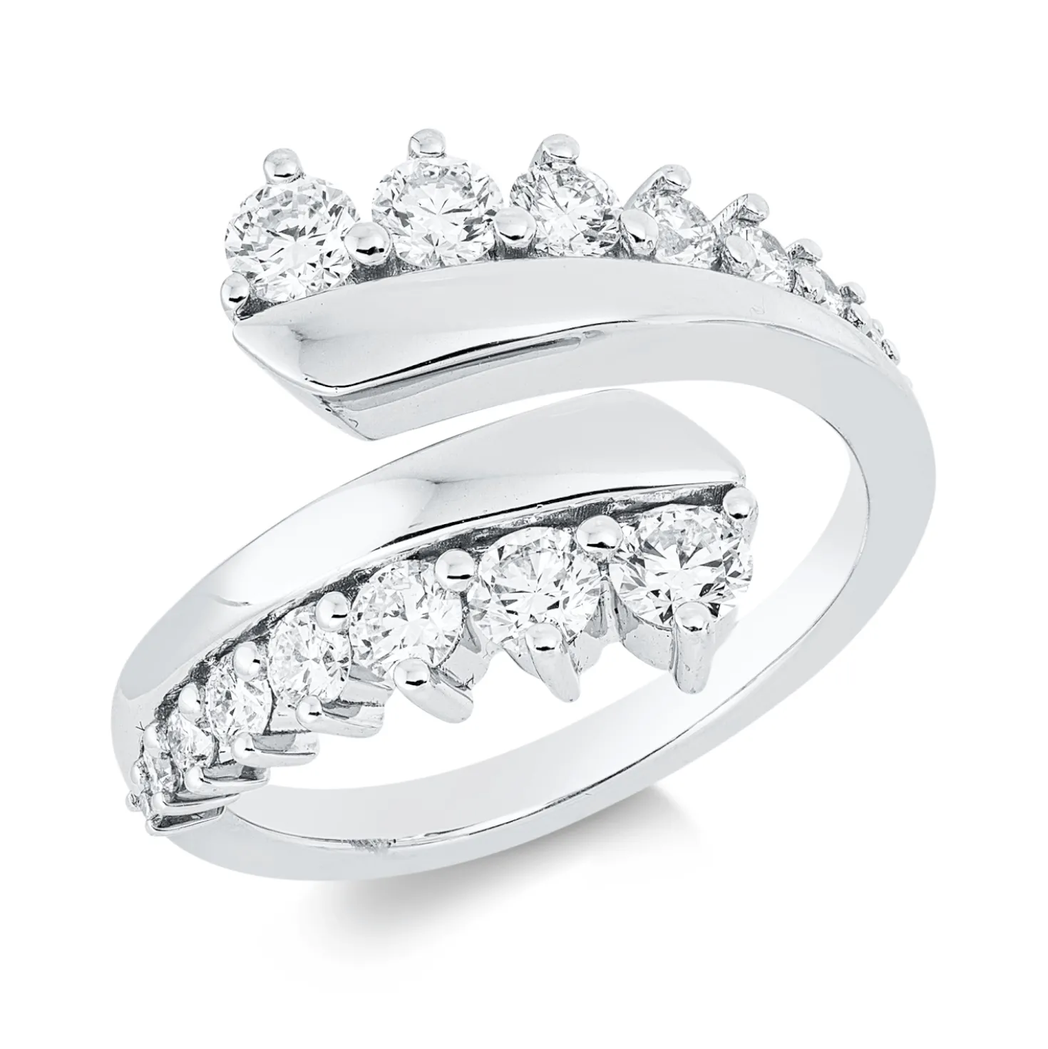 Ring aus 750 Gold Weißgold 16 Brillanten 0,97ct TW-SI B:14,4mm