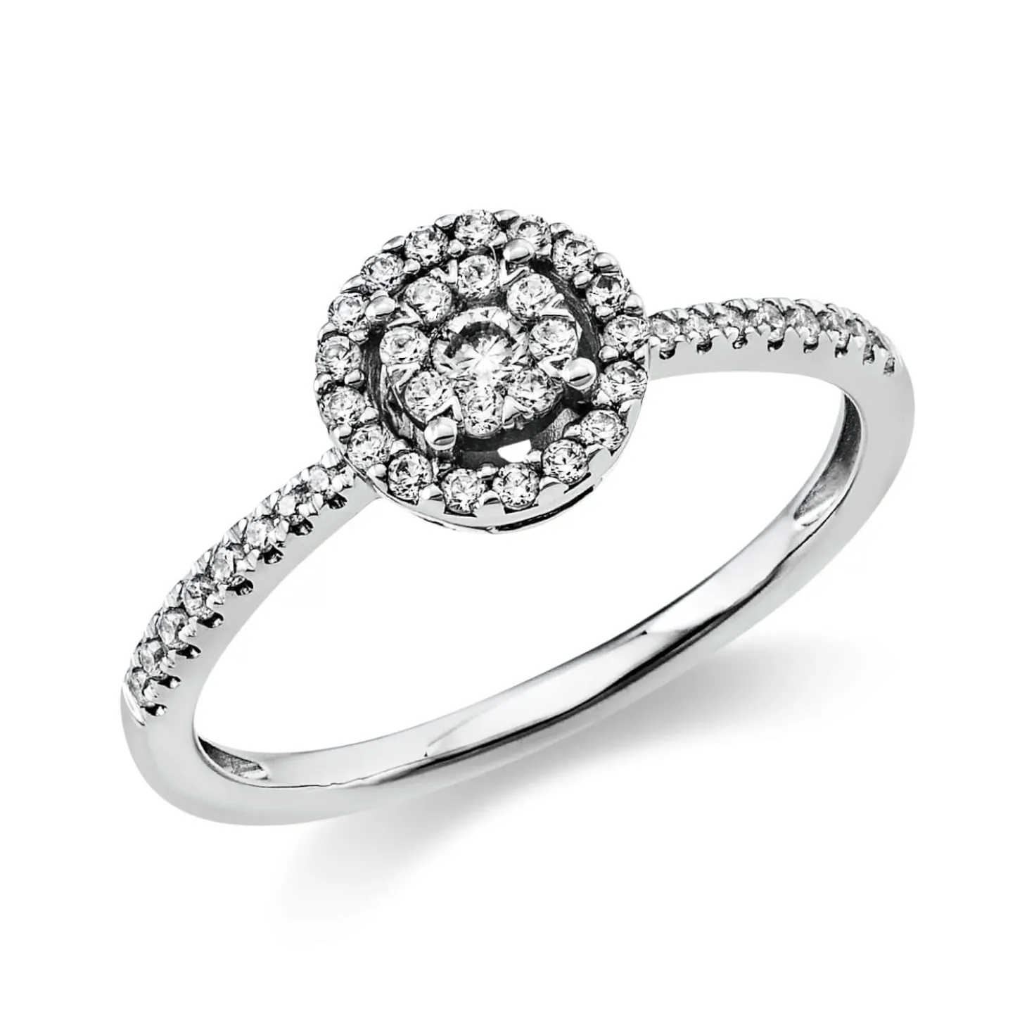 Ring aus 585 Gold Weißgold 42 Brillanten 0,28ct TW-SI Ø7mm