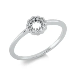 Ring aus 750 Gold Weißgold 11 Brillanten 0,08ct TW-SI Ø6,4mm