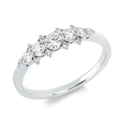 Ring aus 750 Gold Weißgold 15 Brillanten 0,5ct TW-PI B:5,1mm