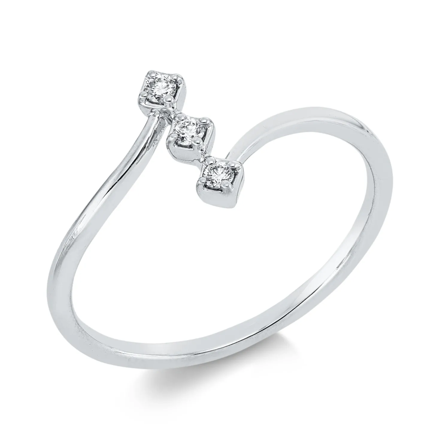 Ring aus 750 Gold Weißgold 3 Brillanten 0,06ct TW-SI B:8,8mm