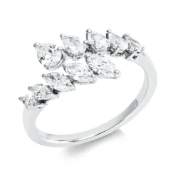 Ring aus 750 Gold Weißgold 10 Diamanten 1,09ct TW-SI B:9,1mm