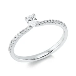 Ring aus 750 Gold Weißgold 21 Diamanten 0,28ct TW-SI B:4,1mm 4er-Krappe