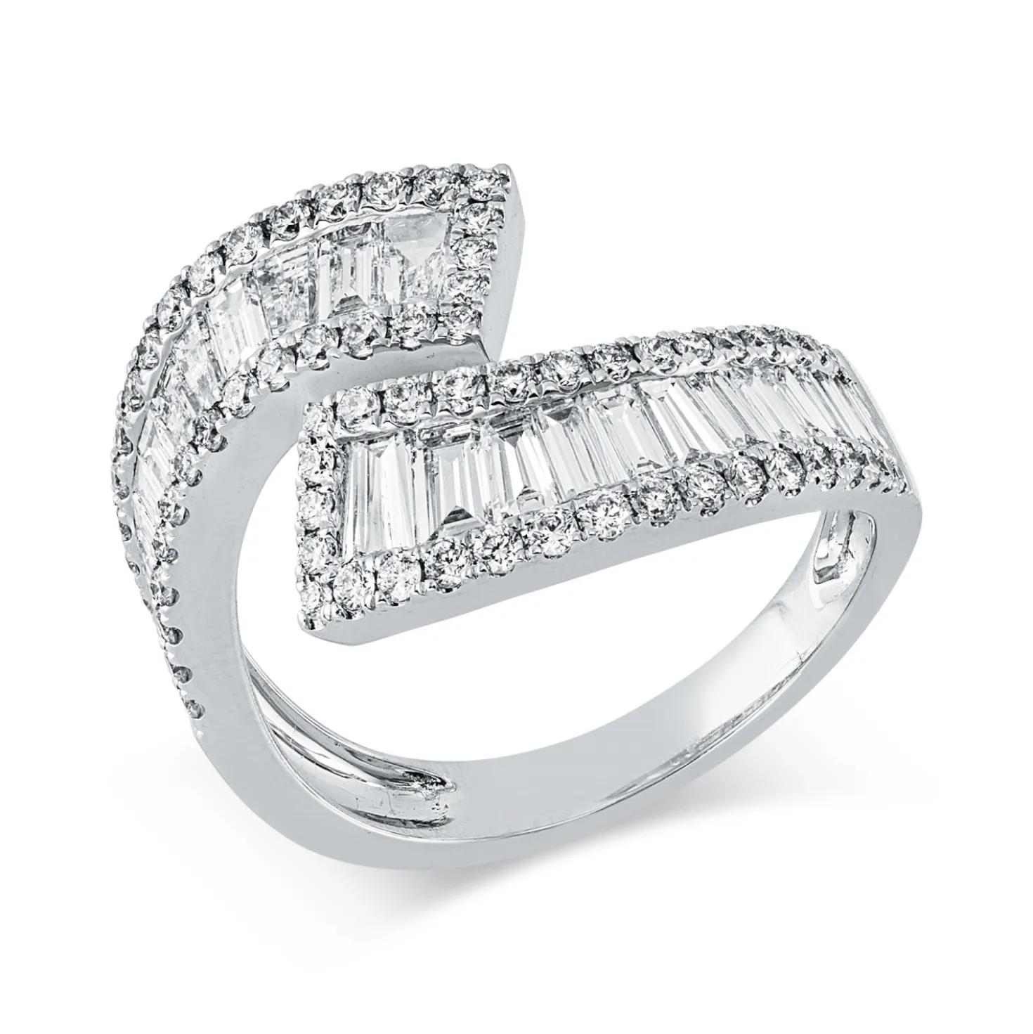 Ring aus 750 Gold Weißgold 90 Diamanten 1,67ct TW-SI B:13,7mm
