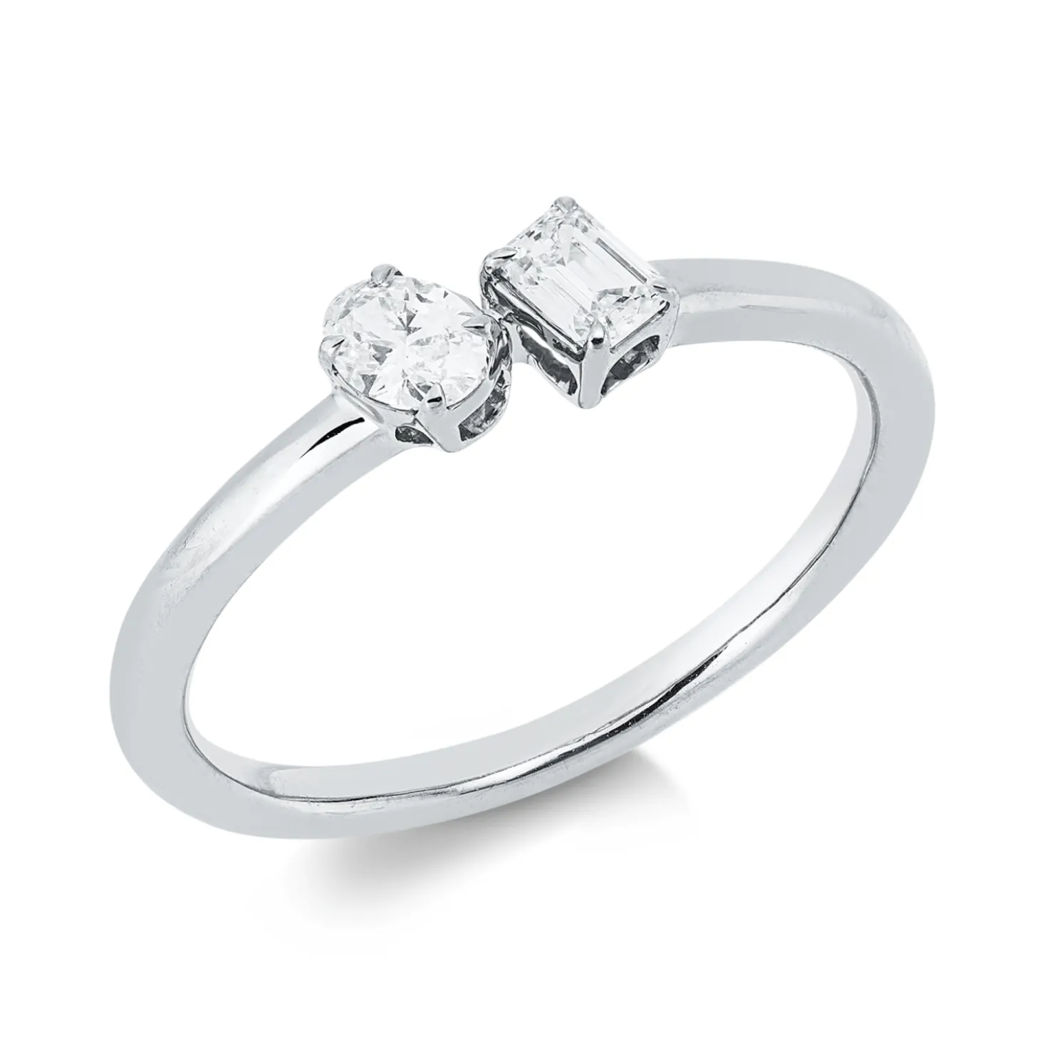 Ring aus 750 Gold Weißgold 2 Diamanten 0,32ct TW-SI B:4,3mm