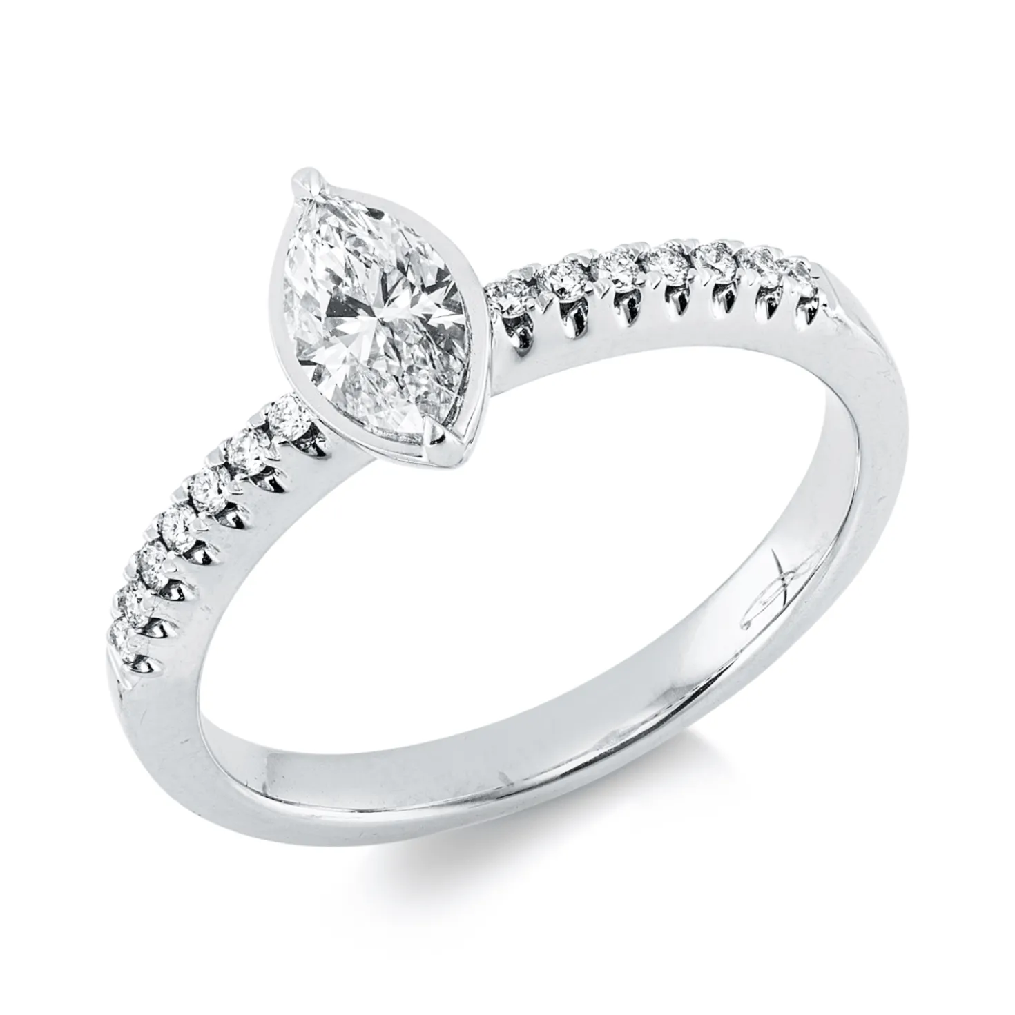 Ring aus 585 Gold Weißgold 15 Diamanten 0,51ct B:8,4mm 2er-Krappe
