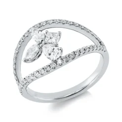 Ring aus 750 Gold Weißgold 50 Diamanten 0,72ct TW-VSI/SI B:11,8mm