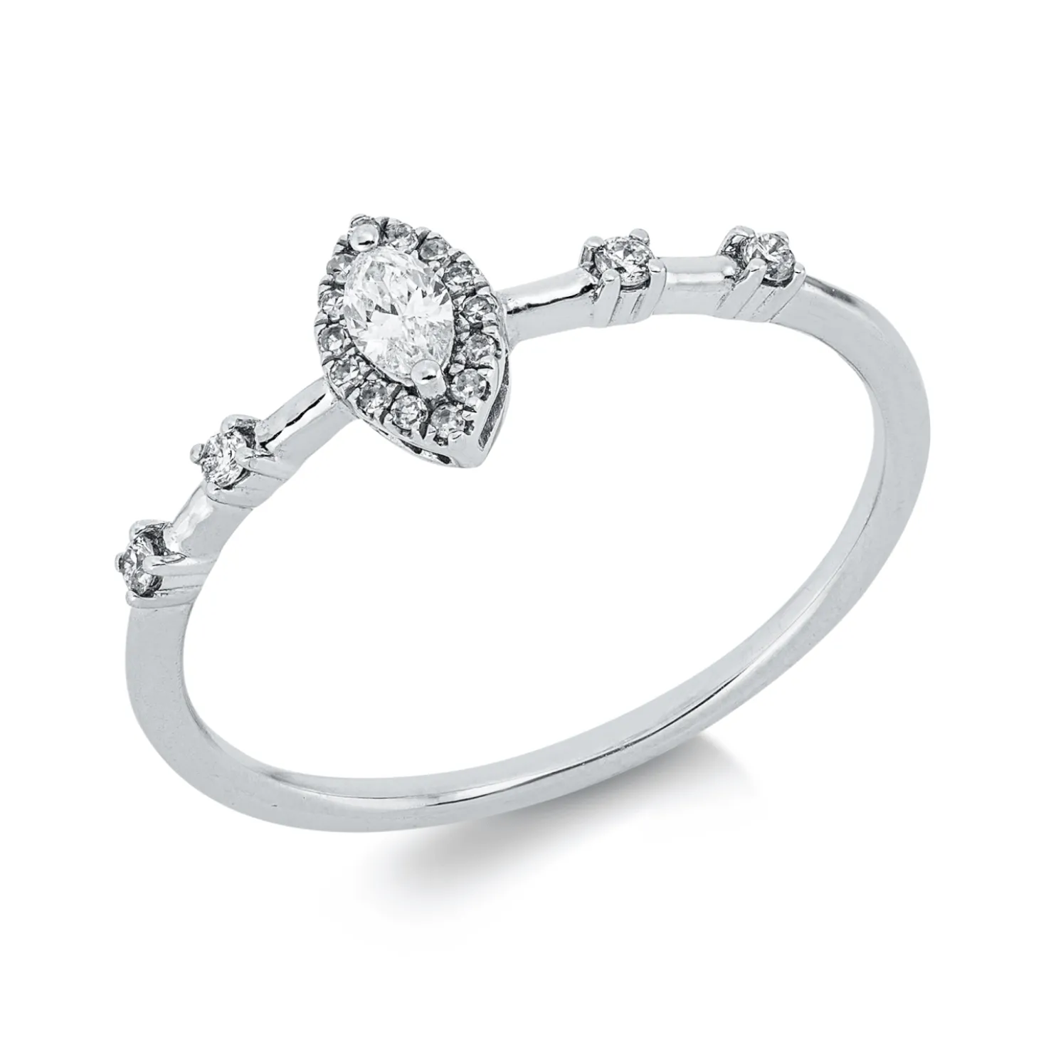 Ring aus 750 Gold Weißgold 19 Diamanten 0,15ct B:6,8mm