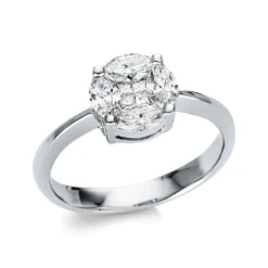 Ring aus 750 Gold Weißgold 8 Diamanten 0,83ct TW-SI B:8,5mm