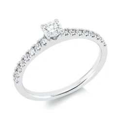 Ring aus 750 Gold Weißgold 17 Diamanten 0,44ct TW-SI B:3,7mm 4er-Krappe