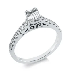 Ring aus 750 Gold Weißgold 23 Diamanten 0,7ct TW-VSI/SI B:6,1mm