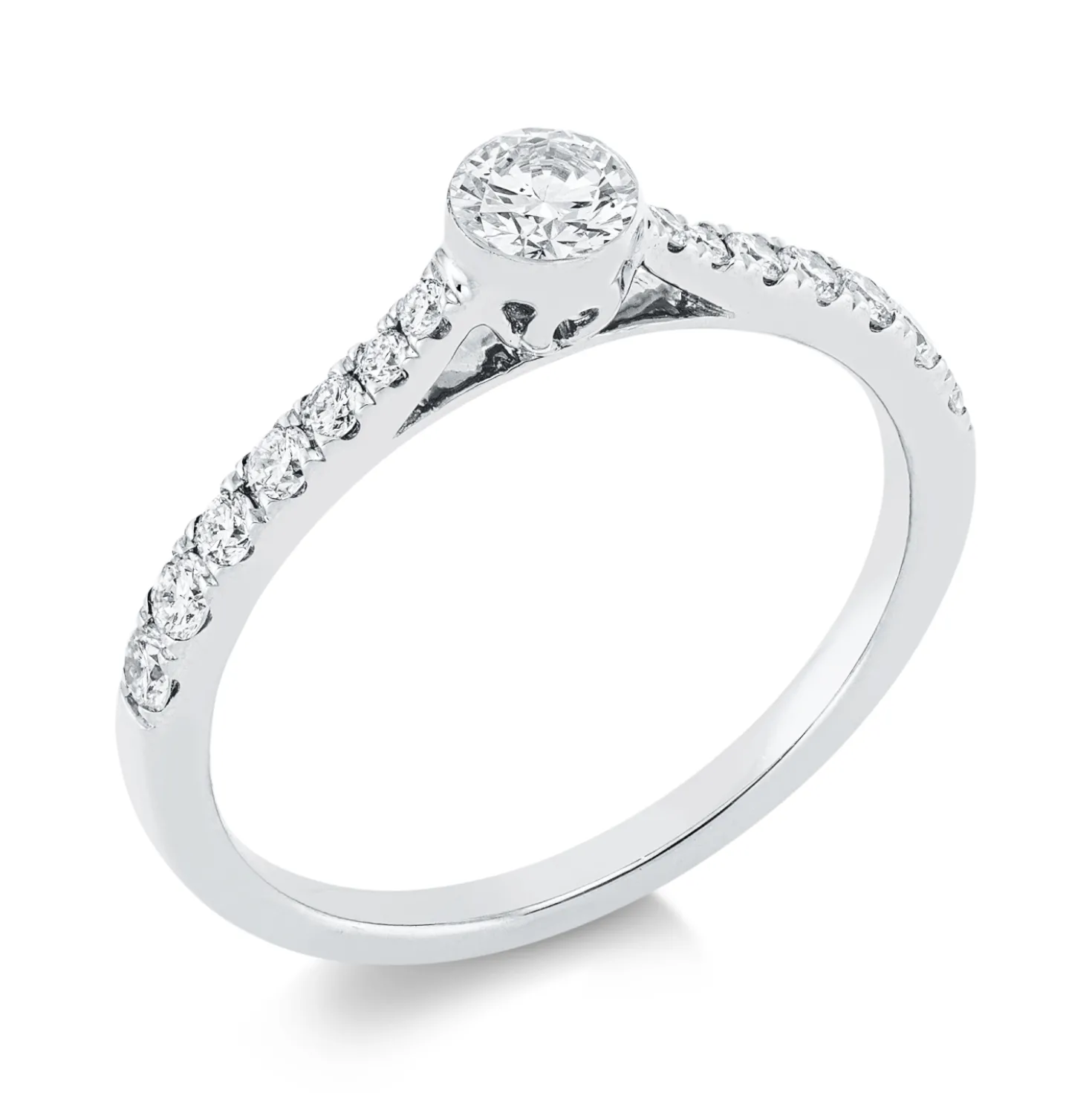 Ring aus 750 Gold Weißgold 15 Diamanten 0,5ct TW-SI