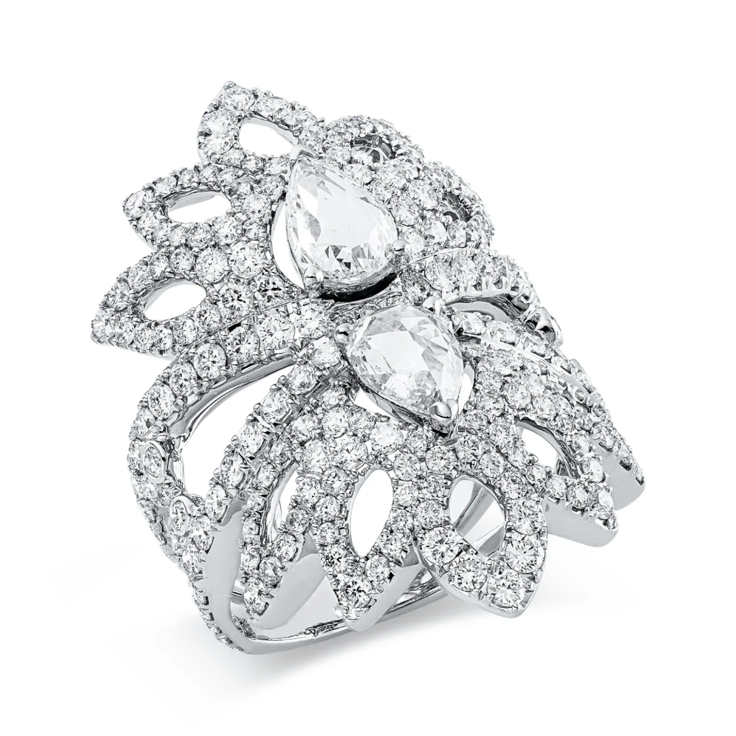 Ring aus 750 Gold Weißgold 203 Diamanten 3,63ct TW-SI B:33,7mm