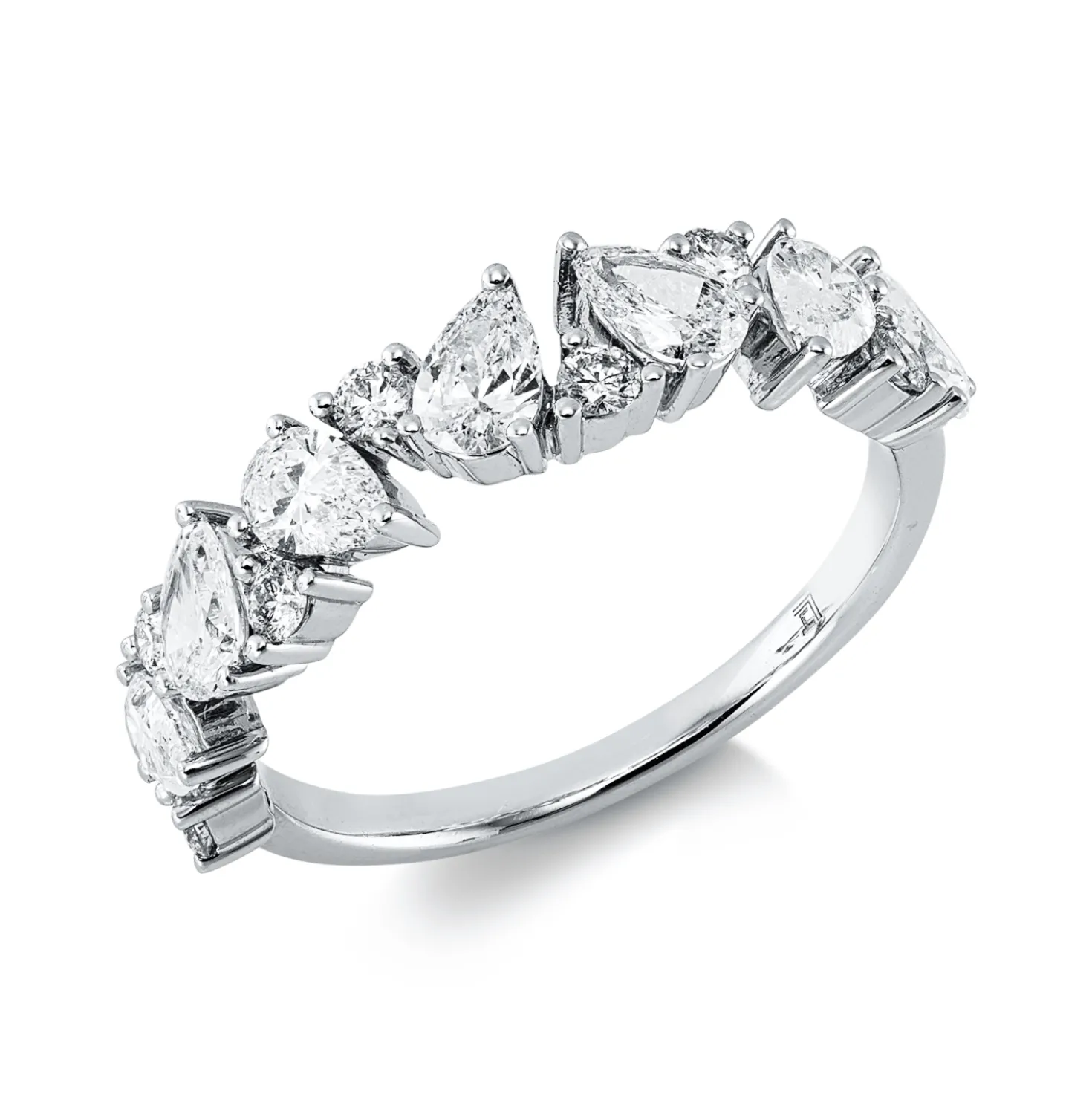 Ring aus 585 Gold Weißgold 15 Diamanten 1,33ct W-SI B:4,7mm