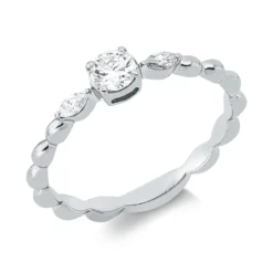 Ring aus 750 Gold Weißgold 3 Diamanten 0,3ct TW-SI B:4,1mm