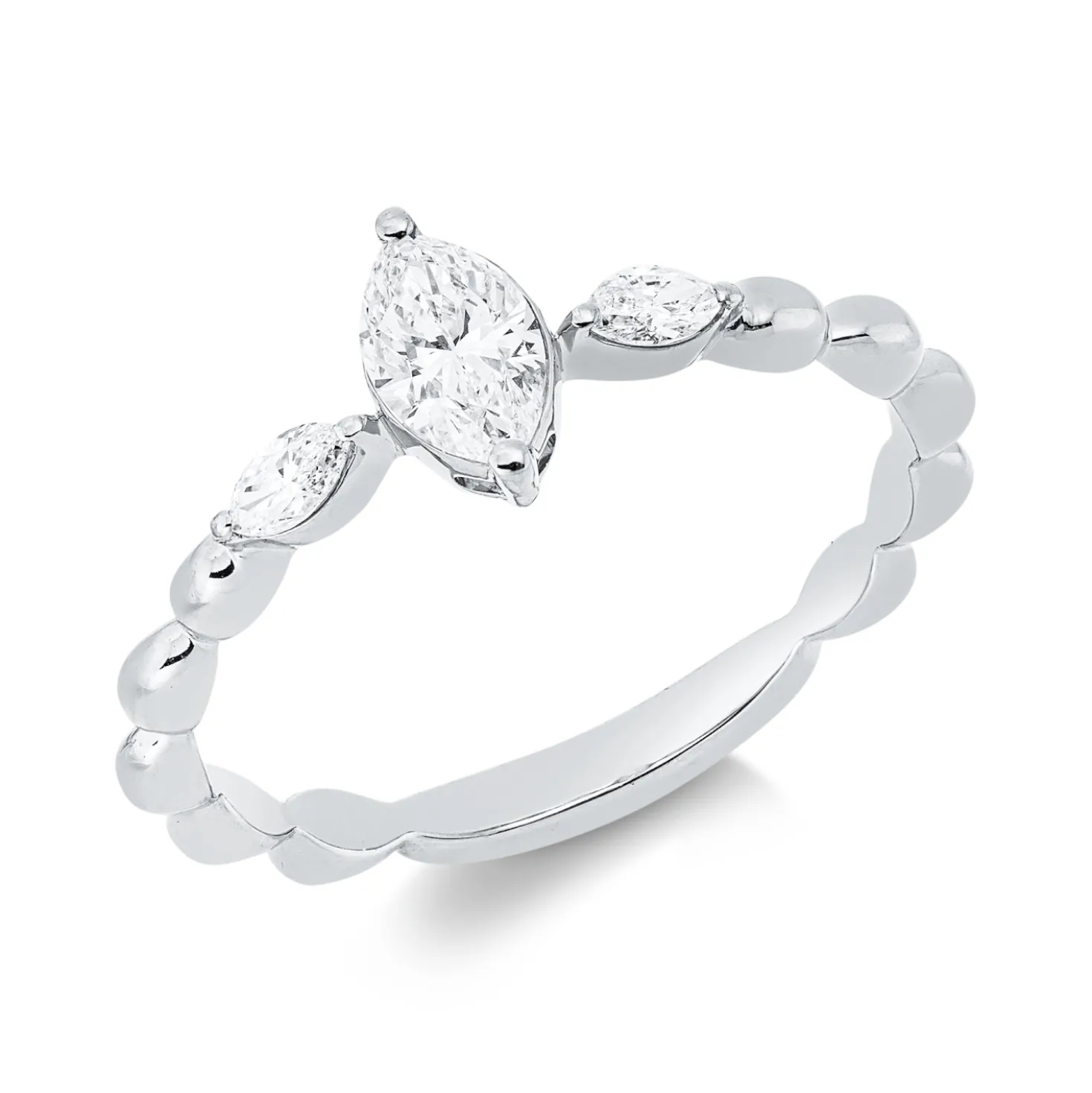 Ring aus 750 Gold Weißgold 3 Diamanten 0,43ct TW-SI B:7,3mm