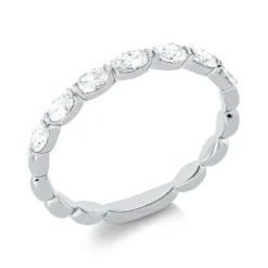 Ring aus 750 Gold Weißgold 7 Diamanten Oval-Schliff 0,47ct TW-SI B:2,4mm