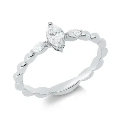 Ring aus 750 Gold Weißgold 3 Diamanten 0,31ct TW-SI B:6,7mm