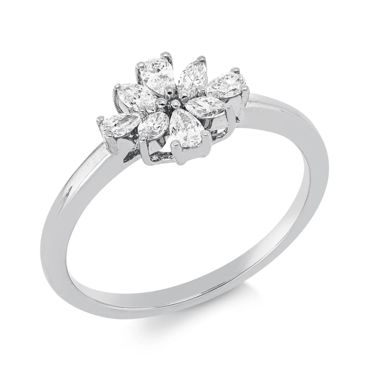 Ring aus 750 Gold Weißgold 8 Diamanten 0,33ct TW-VSI B:7,5mm