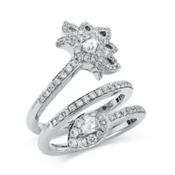 Ring aus 750 Gold Weißgold 110 Diamanten 1,49ct TW-SI B:25,5mm