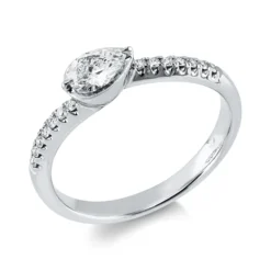 Ring aus 750 Gold Weißgold 15 Diamanten 0,4ct B:4,6mm Zarge