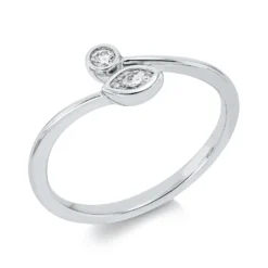 Ring aus 750 Gold Weißgold 2 Diamanten 0,12ct B:6mm Zarge