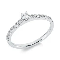 Ring aus 750 Gold Weißgold 17 Diamanten 0,35ct TW-SI B:3,3mm 4er-Krappe