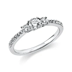 Ring aus 585 Gold Weißgold 15 Diamanten 0,58ct TW-SI B:2,1mm 4er-Krappe