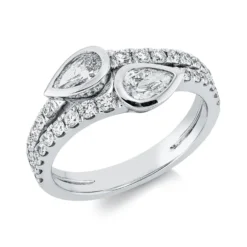 Ring aus 750 Gold Weißgold 32 Diamanten 1,13ct TW-VSI B:8,7mm