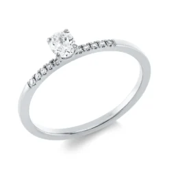 Ring aus 750 Gold Weißgold 11 Diamanten 0,28ct TW-SI B:4,5mm 4er-Krappe