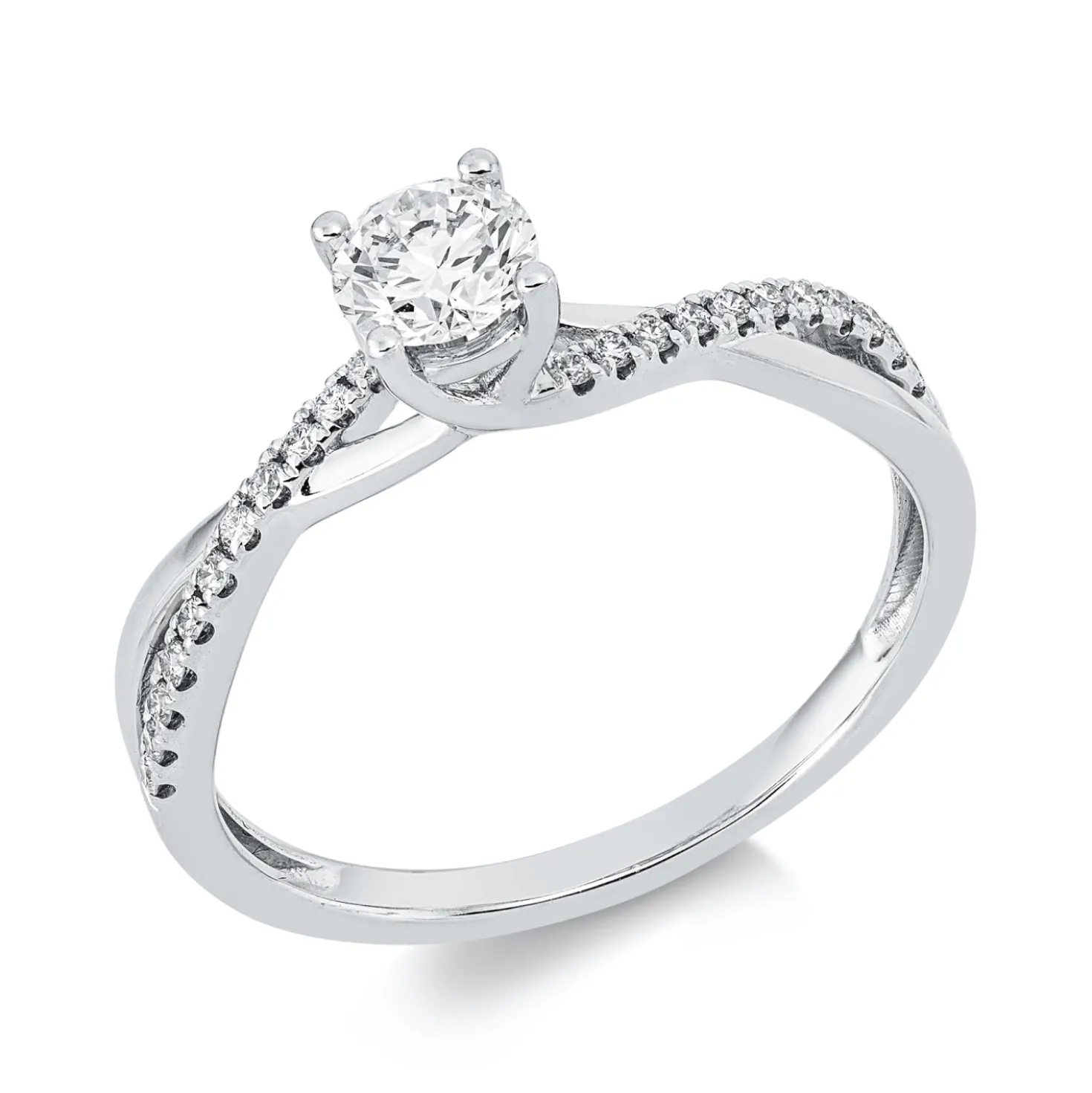 Ring aus 750 Gold Weißgold 23 Diamanten 0,46ct B:4,3mm